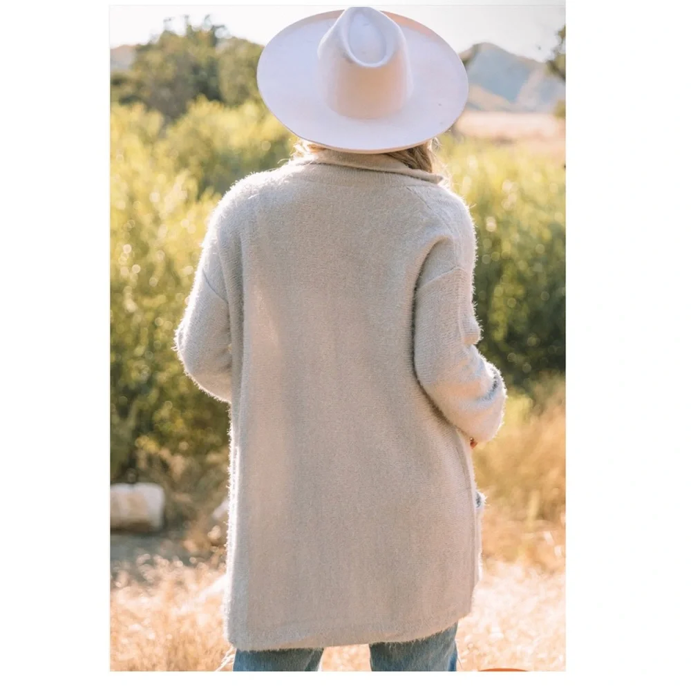 Light Gray Fuzzy Luxury Cardigan - Picture 3 of 11